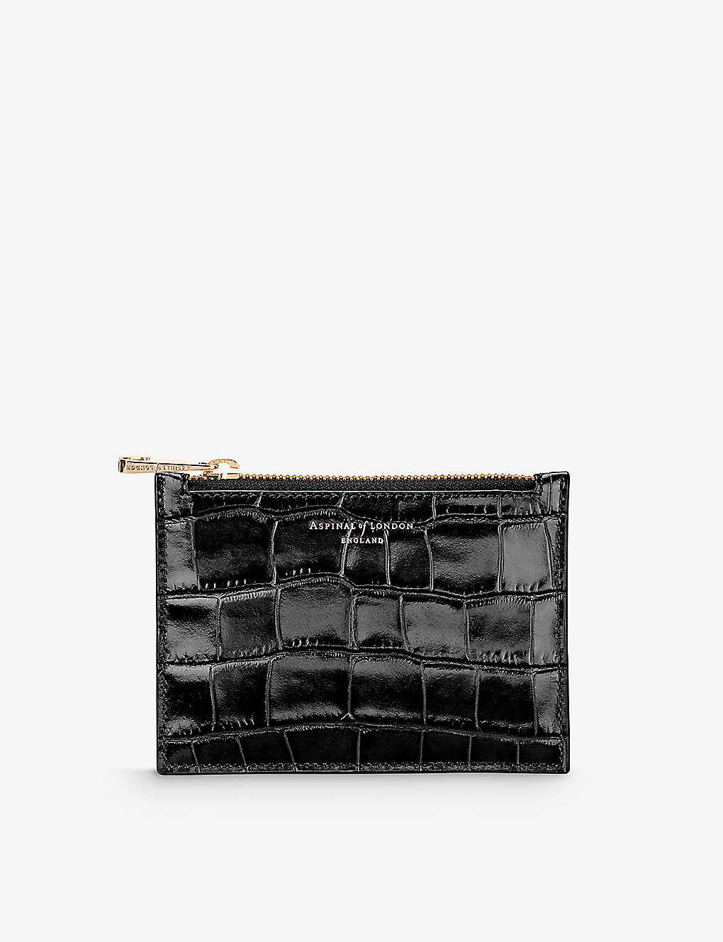 Aspinal Of London Essential Mock-croc Leather Pouch In Black