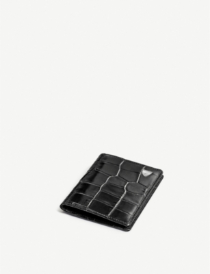 Aspinal Of London Mens Double Fold Croc-embossed Leather Card Case