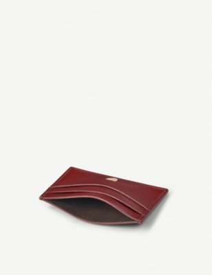 Shop Aspinal Of London Womens Red Logo-embellished Leather Card Holder