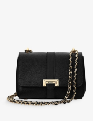 Aspinal Of London Lottie Grained-leather Shoulder Bag In Black