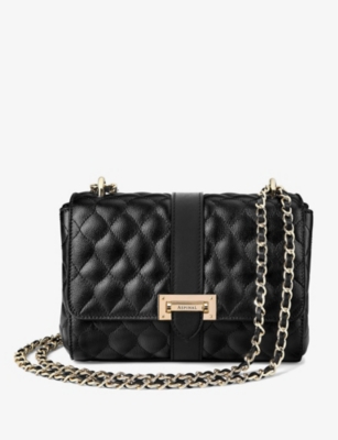 Shop Aspinal Of London Women's Black Lottie Quilted Leather Shoulder Bag