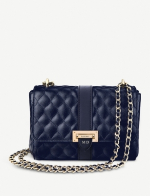 Aspinal Of London Lottie Quilted Leather Shoulder Bag In Navy