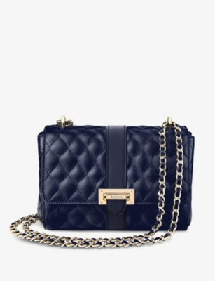 Aspinal Of London Lottie Quilted Leather Shoulder Bag In Navy