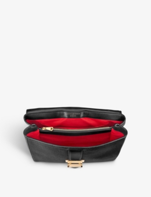 ASPINAL OF LONDON: Lottie logo-engraved leather shoulder bag