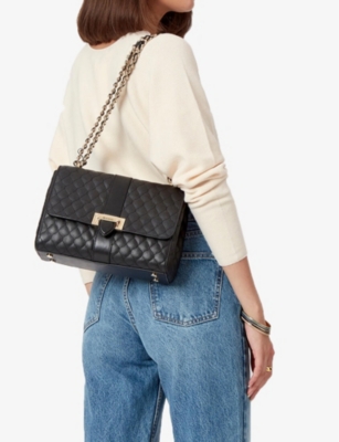 Aspinal Of London Womens Black Lottie Branded-hardware Quilted Leather Shoulder Bag