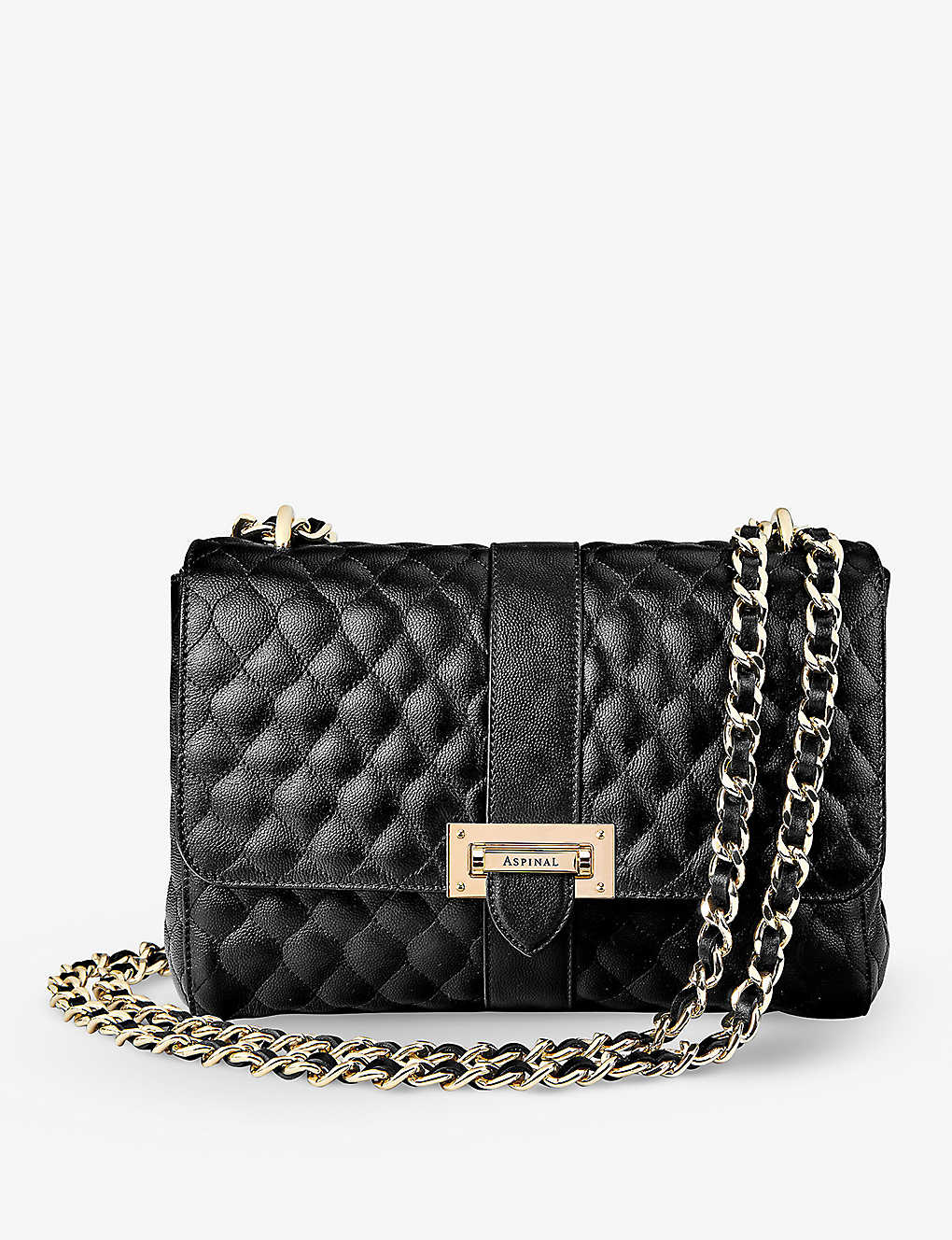 Shop Aspinal Of London Women's Black Lottie Large Quilted Leather Shoulder Bag