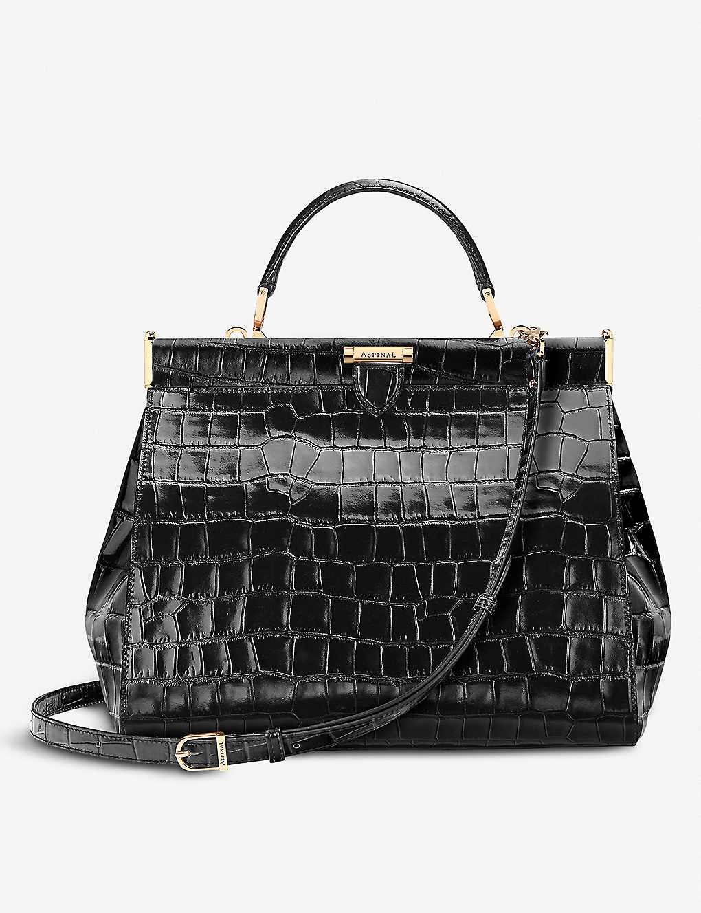 Aspinal Of London The Dockery Large Embossed Leather Handbag In Black