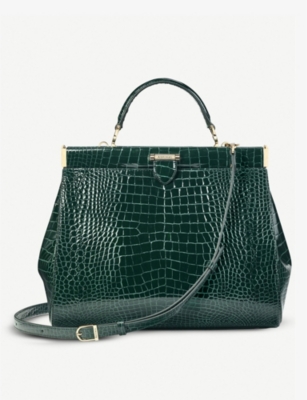 ASPINAL OF LONDON Florence large croc embossed leather top handle bag