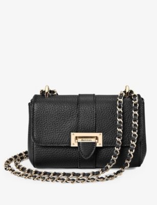 ASPINAL OF LONDON: Lottie micro logo-engraved grained-leather shoulder bag