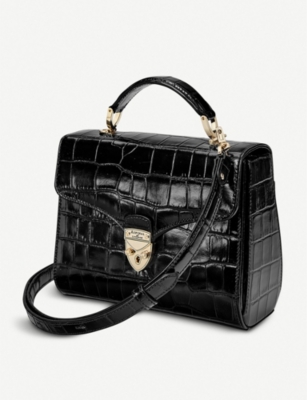 ASPINAL OF LONDON: Mayfair midi croc-embossed leather cross-body bag