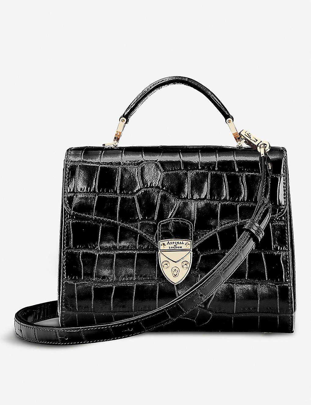 Shop Aspinal Of London Women's Mayfair Midi Croc-embossed Leather Cross-body Bag