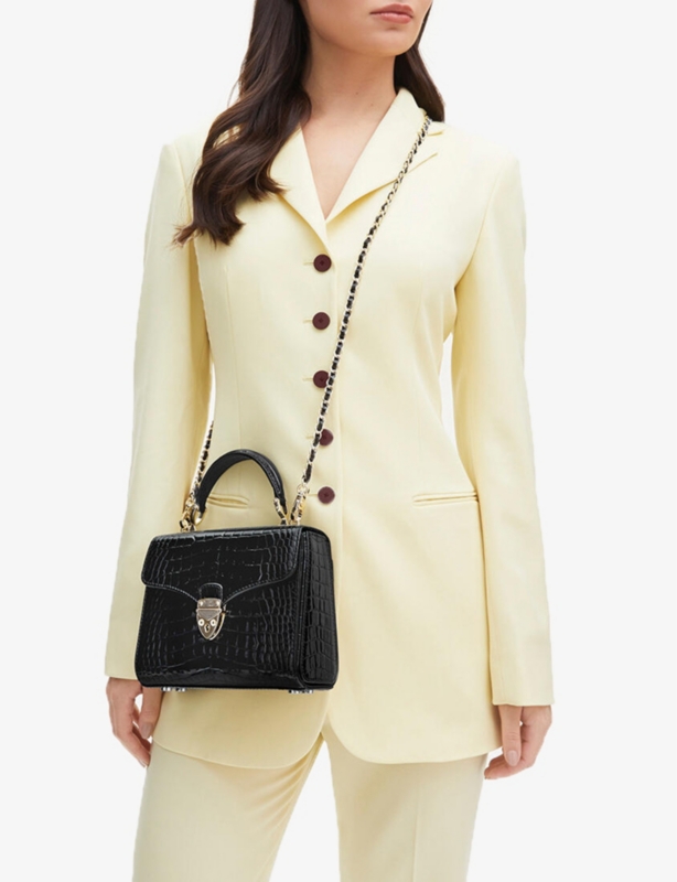 Mayfair medium croc-embossed leather top-handle bag