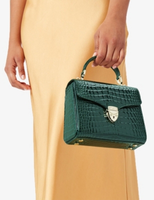 Shop Aspinal Of London Women's Mayfair Medium Croc-embossed Leather Top-handle Bag