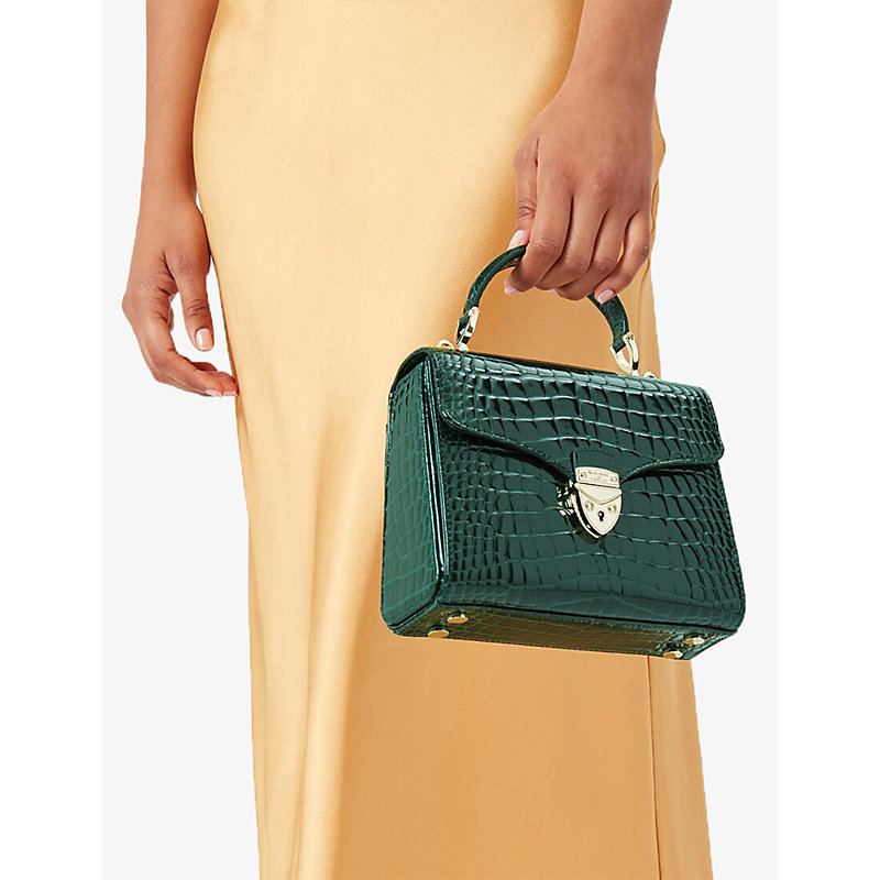 Shop Aspinal Of London Women's Mayfair Medium Croc-embossed Leather Top-handle Bag