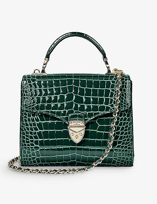 ASPINAL OF LONDON: Mayfair midi crocodile-embossed leather bag