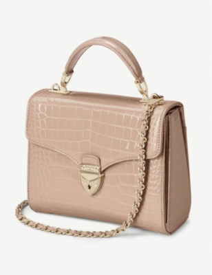Aspinal Of London Womens Light Brown Mayfair Medium Croc-embossed Leather Top-handle Bag