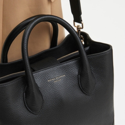 Aspinal Of London London Small Leather Tote Bag In Black