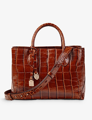 ASPINAL OF LONDON London midi crocodile-embossed patent leather tote bag