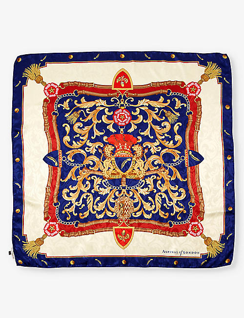 ASPINAL OF LONDON: Signature shield silk scarf