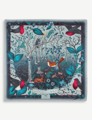 Aspinal Of London Womens Blue Robin Silk Scarf 90cm X 90cm In Blue