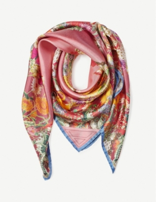 ASPINAL OF LONDON Ombré 'A' floral silk scarf 90cm x 90cm