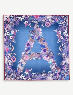 Shop Aspinal Of London Women's Ombre 'a' Floral-print Silk Scarf