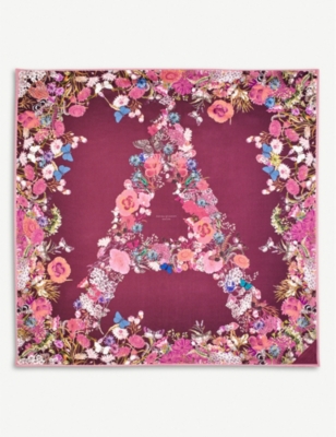 Aspinal Of London Womens Ombre 'a' Floral-print Silk Scarf