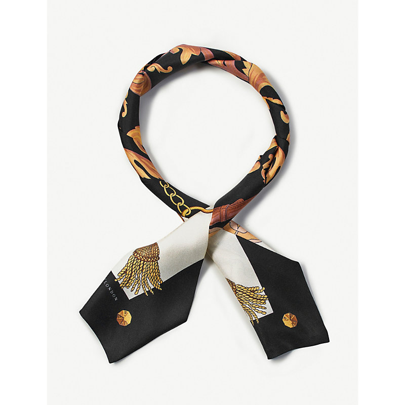 Shop Aspinal Of London Women's Signature Graphic-print Silk Scarf