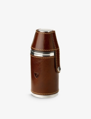 Aspinal Of London Womens Cognac Hunter Cognac Leather Flask Set