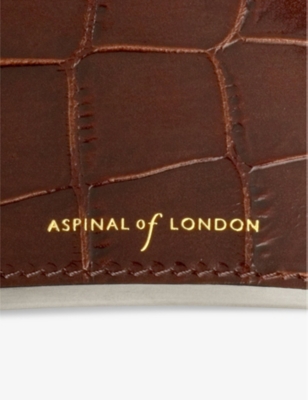 Aspinal Of London Amazon Brown Classic Mock Croc Leather Hip Flask In Amazon Brown