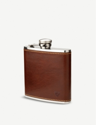 Aspinal Of London Cognac Classic Smooth Leather Hip Flask