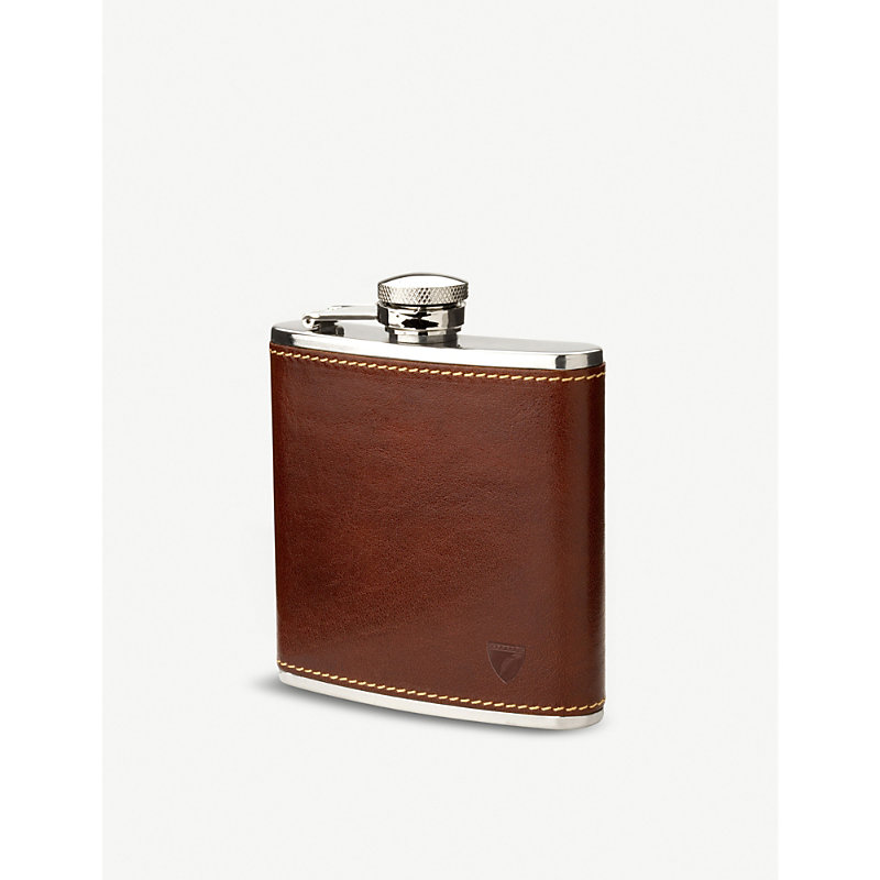 Aspinal Of London Cognac Classic Smooth Leather Hip Flask