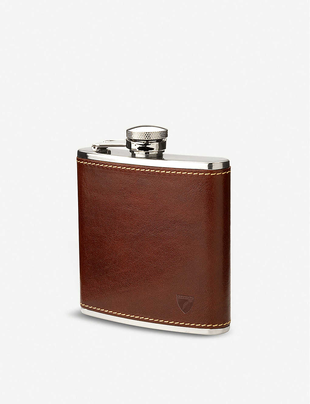 Aspinal Of London Cognac Classic Smooth Leather Hip Flask