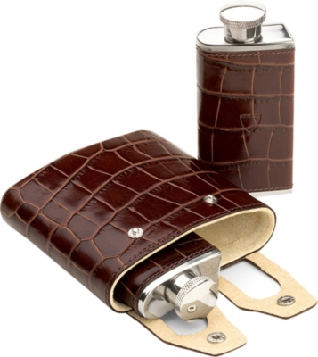 Aspinal Of London Amazon Brown Double Hip Flask In Amazon Brown