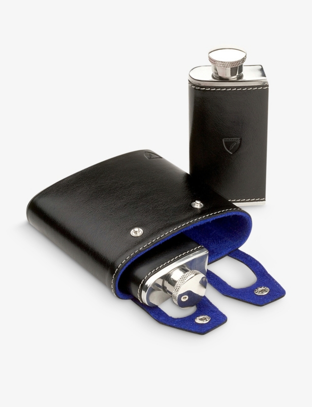 Double stainless-steel and leather hip flask