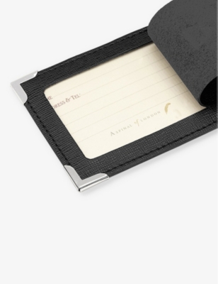 Aspinal Of London Set Of Two Luggage Tags Black Saffiano In Black
