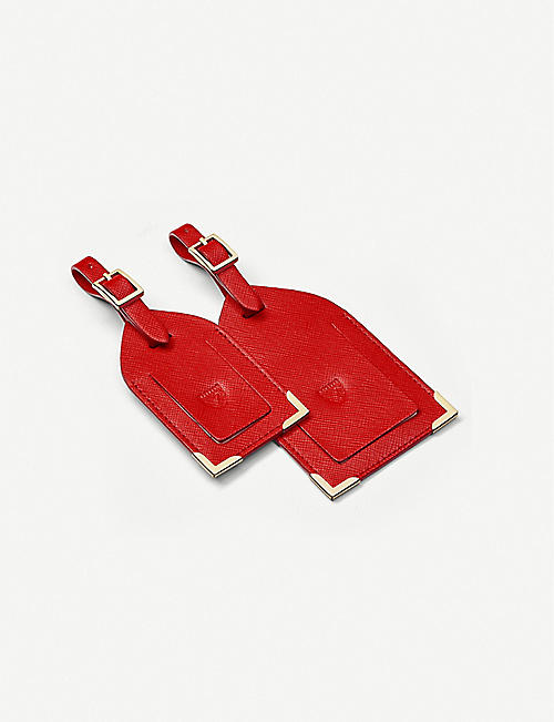 ASPINAL OF LONDON: Leather luggage tags set of two
