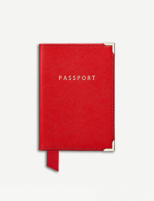 ASPINAL OF LONDON: Plain leather passport cover