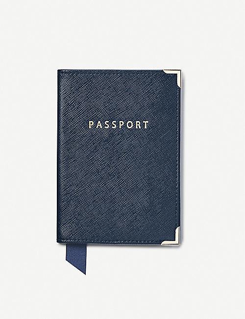 ASPINAL OF LONDON: Metallic-embossed leather passport cover