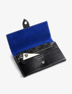 Shop Aspinal Of London Men's Black Deluxe Logo-embossed Leather Travel Wallet