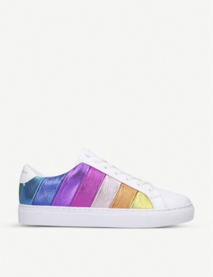 Shop Kurt Geiger Lane Metallic-stripe Leather Trainers In Mult/other