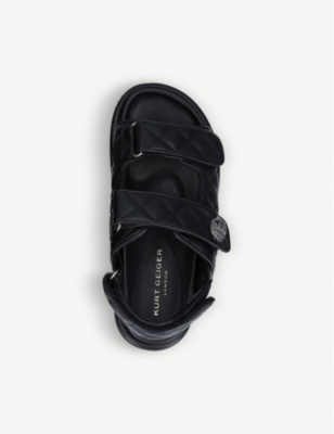 Shop Kurt Geiger London Womens Black Orson Quilted Leather Sandals