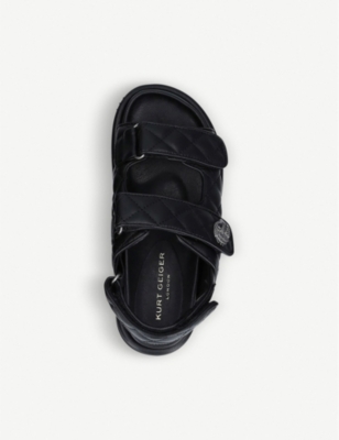 Shop Kurt Geiger London Women's Black Orson Quilted Leather Sandals