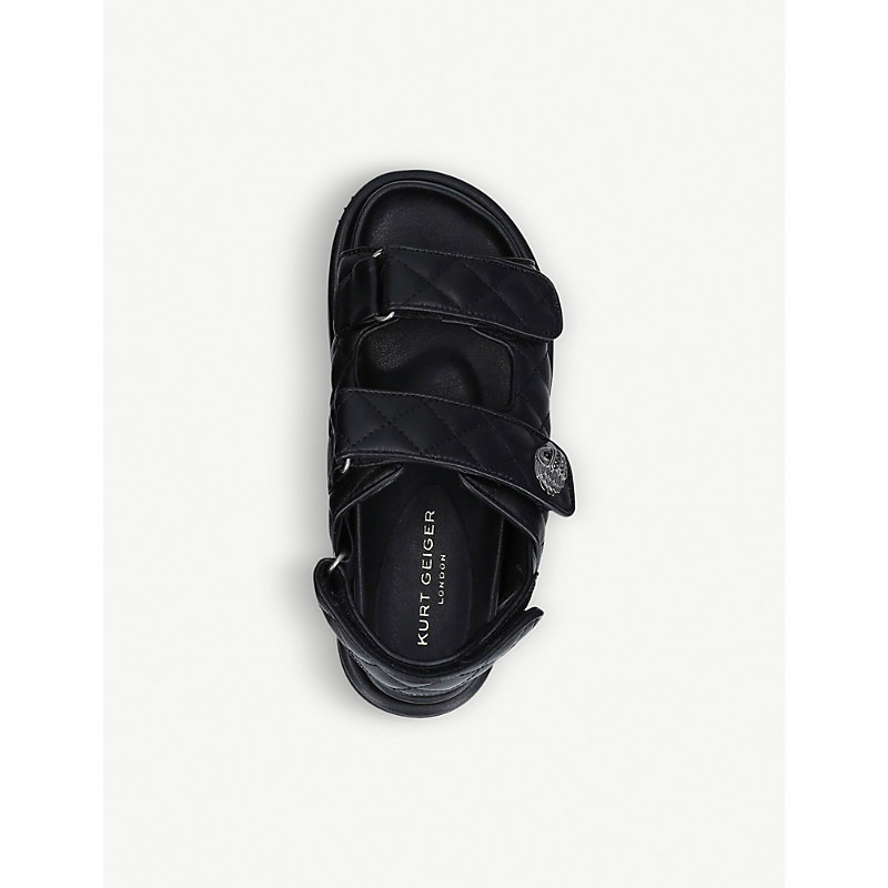 Shop Kurt Geiger London Women's Black Orson Quilted Leather Sandals