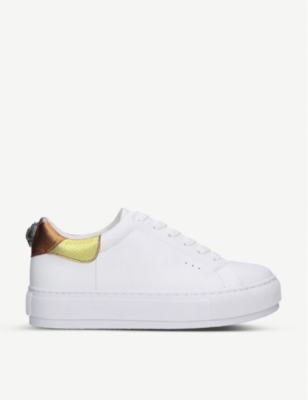 KURT GEIGER LONDON: Laney metallic-stripe leather trainers