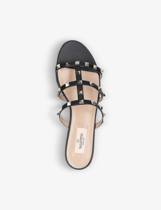 Rockstud leather sliders