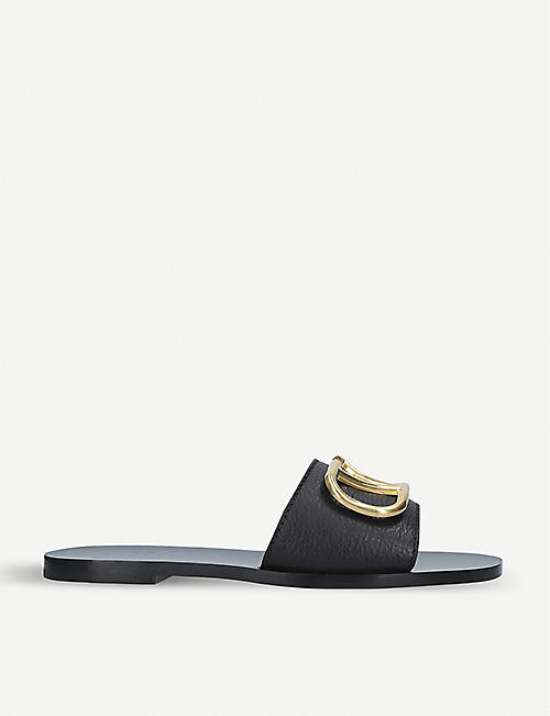 VALENTINO GARAVANI: Go-logo leather slider sandals