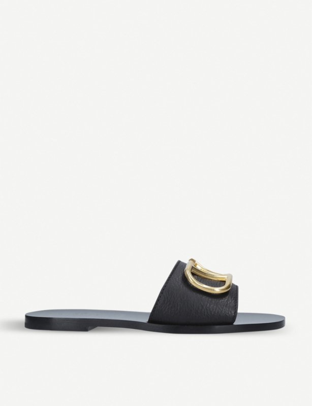 Go-logo leather slider sandals