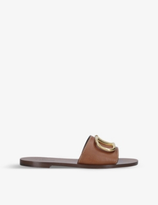 VALENTINO GARAVANI: Go-logo leather slider sandals
