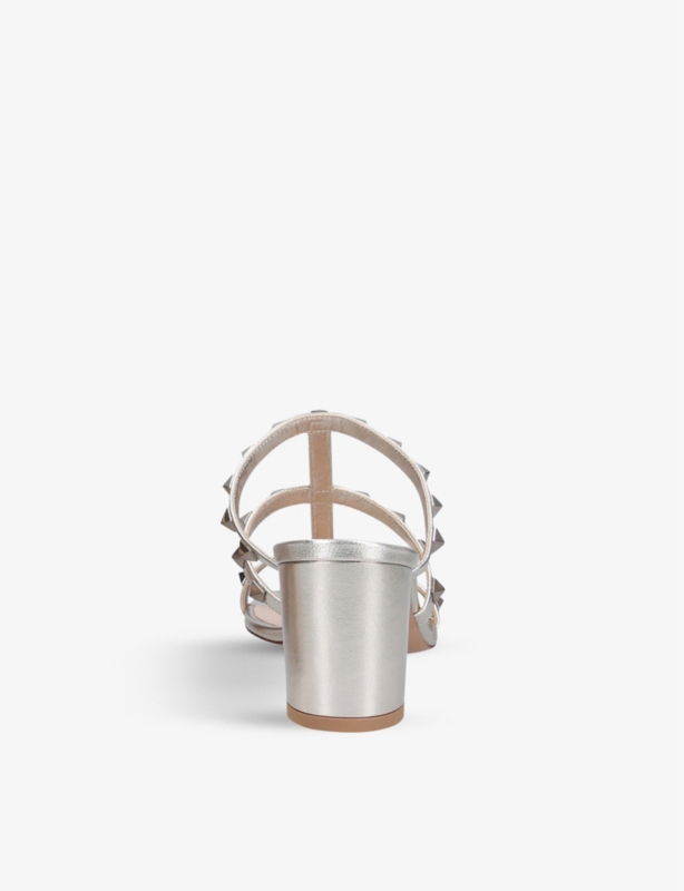 Rockstud leather heeled mules